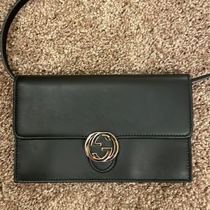 Gucci black leather crossbody